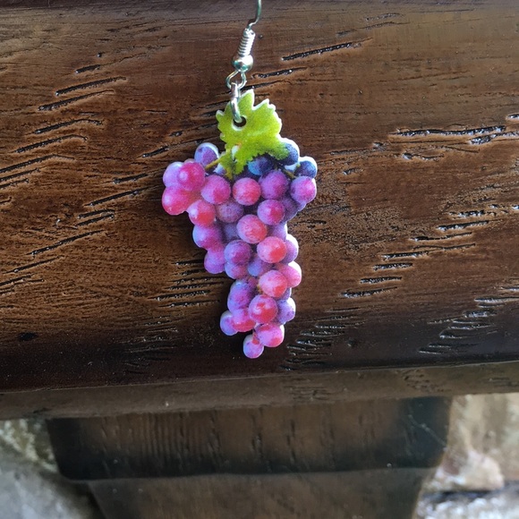 Grape Acrylic Earrings - Picture 4 of 8